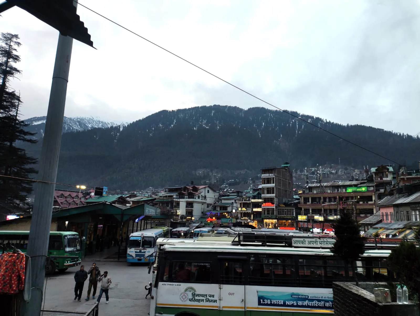 Snow-capped Himalayan peaks above a deodar valley near Manali, Himachal Pradesh